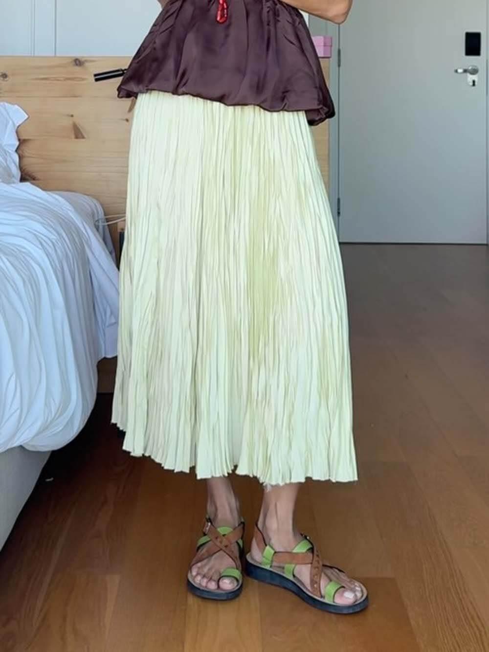 Jupe plissée décontractée à taille élastique