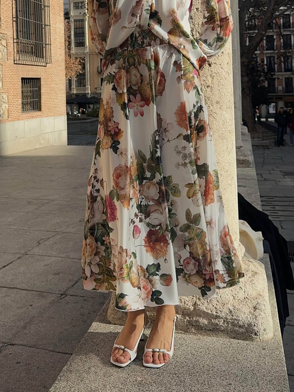 Jupe ample à taille élastique et imprimé floral élégant