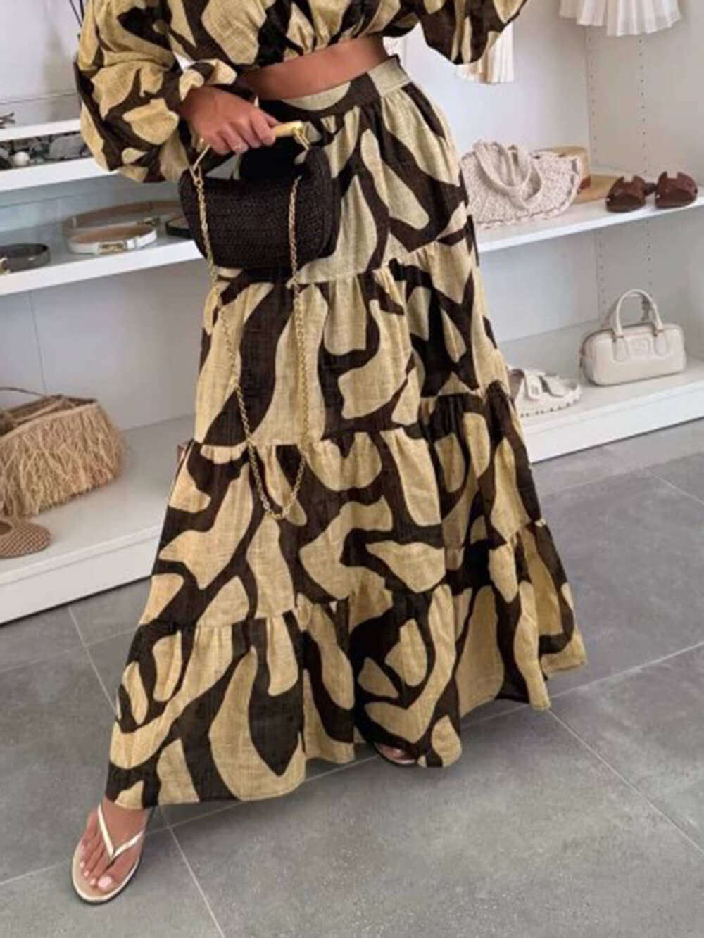 Chemise courte en lin imprimé, légère et audacieuse