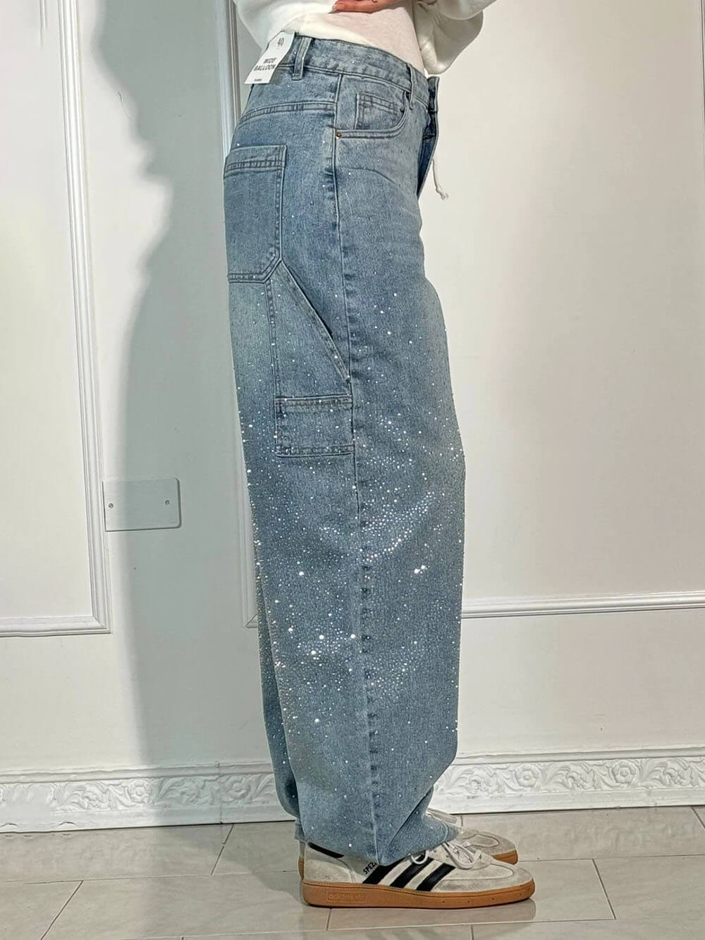 Jean en denim classique à effet ballon et brillance charpentier