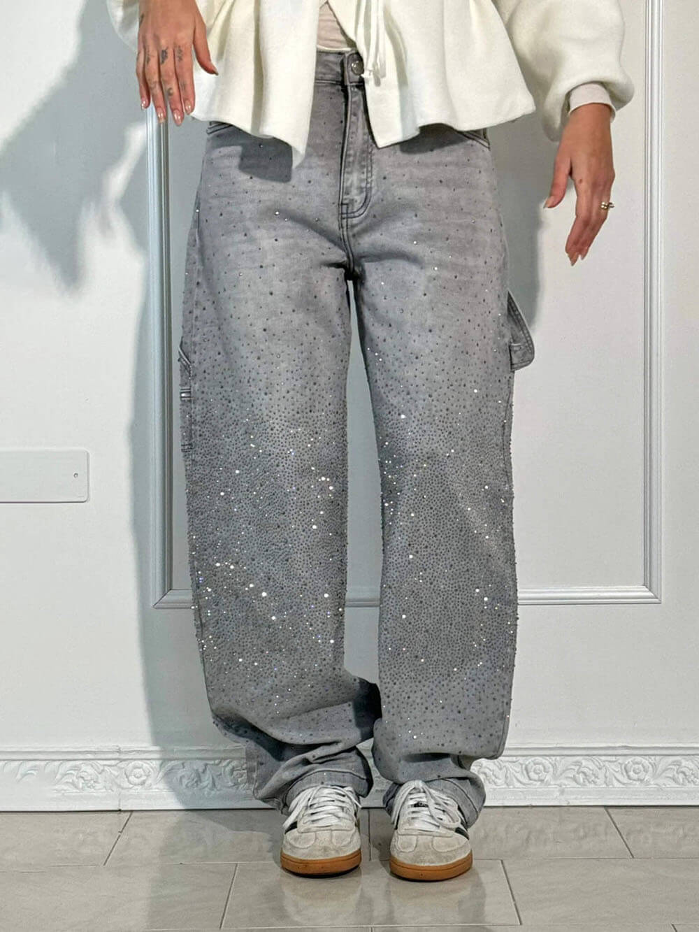 Classic Fashion Balloon Carpenter Shine Denim Jeans