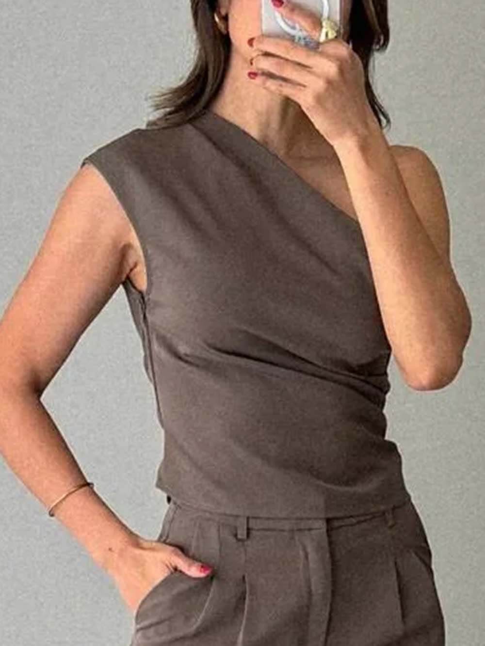 Pantalon large classique décontracté à poches froncées