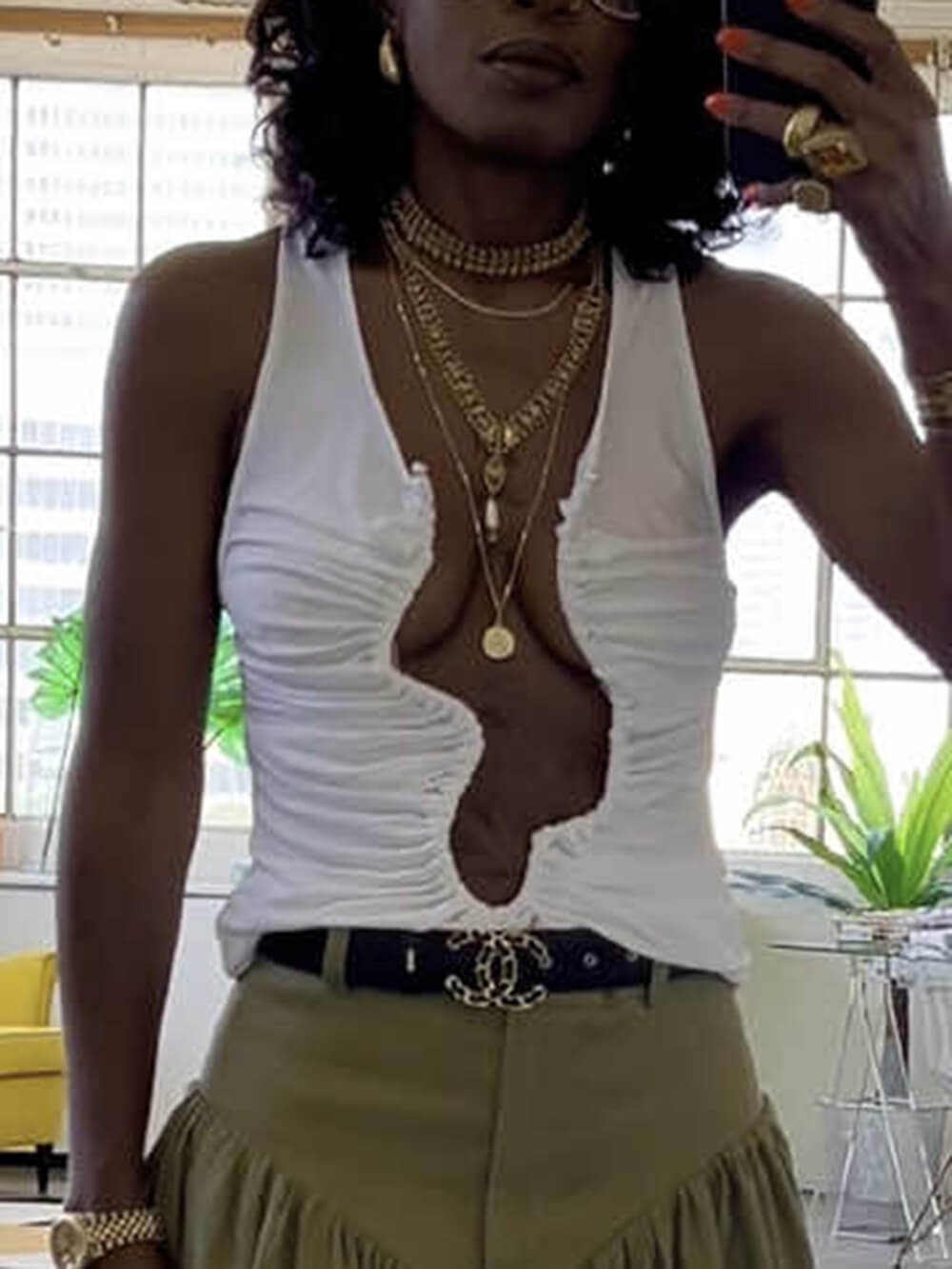 Retro Plissee Plissee High-Waist Pocket Bloomers Hose