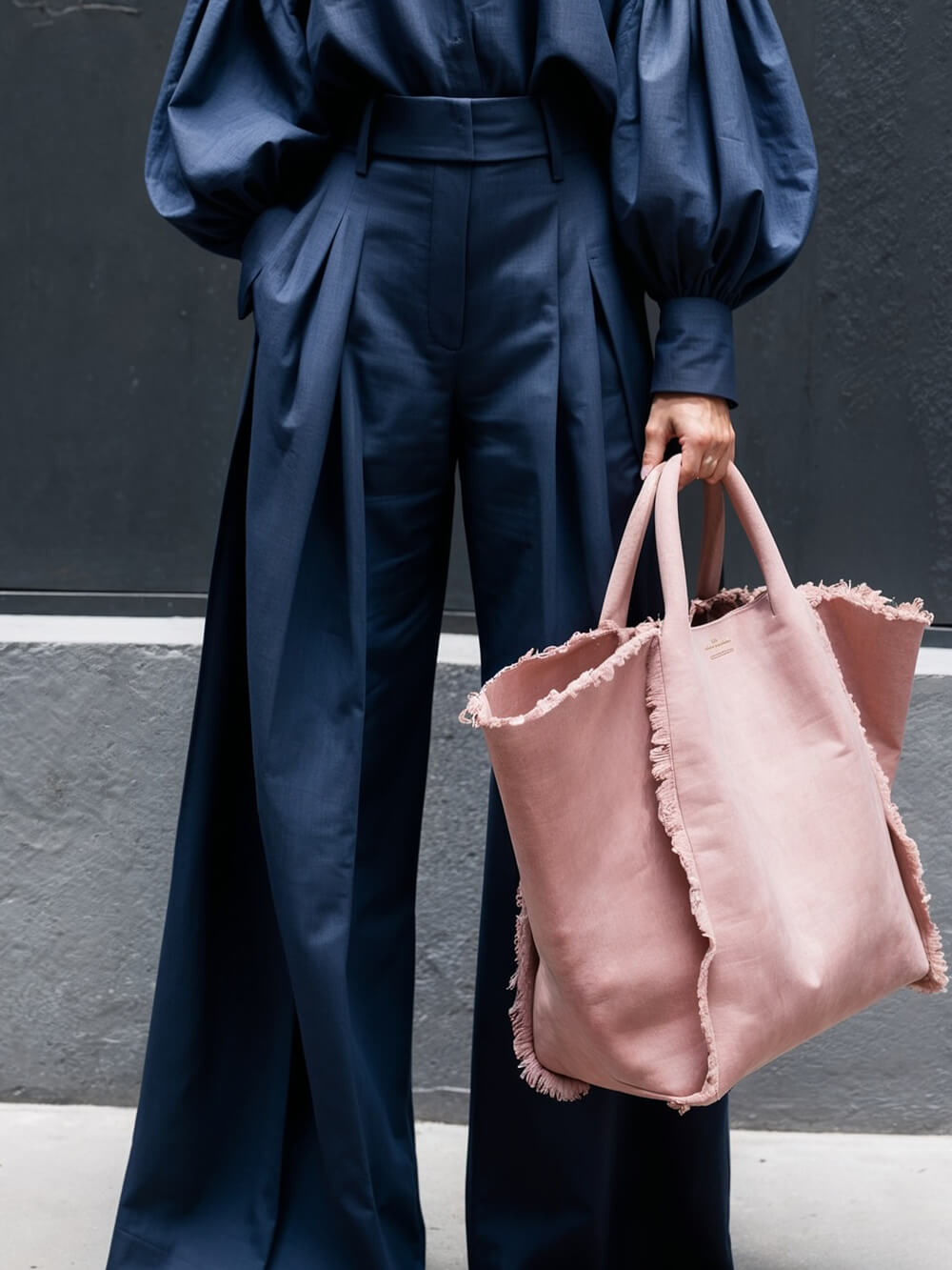 Pantalon large taille haute à poches plissées, couleur unie, décontracté et tendance