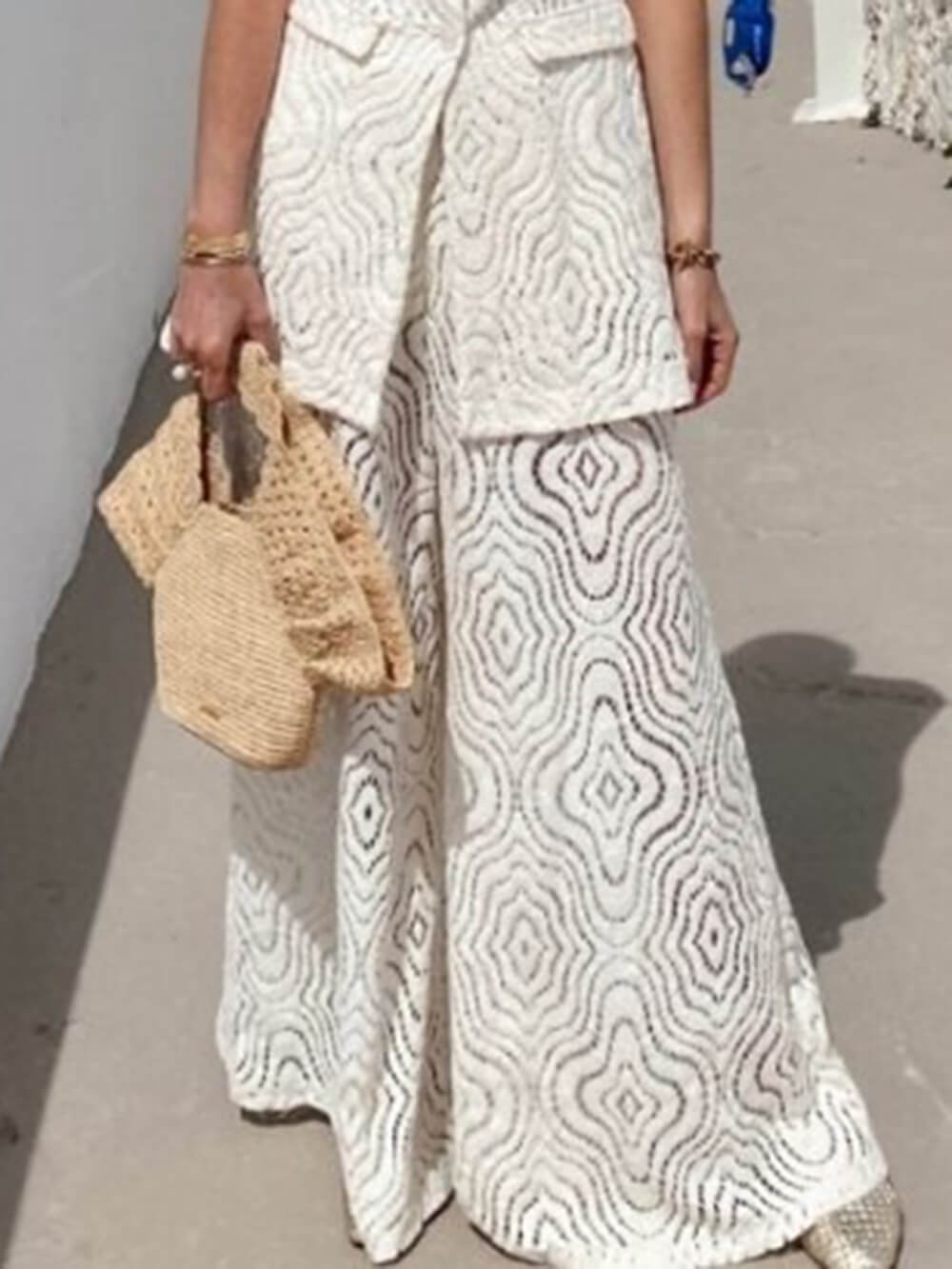 Pantalon évasé en dentelle crochetée Boho Grace