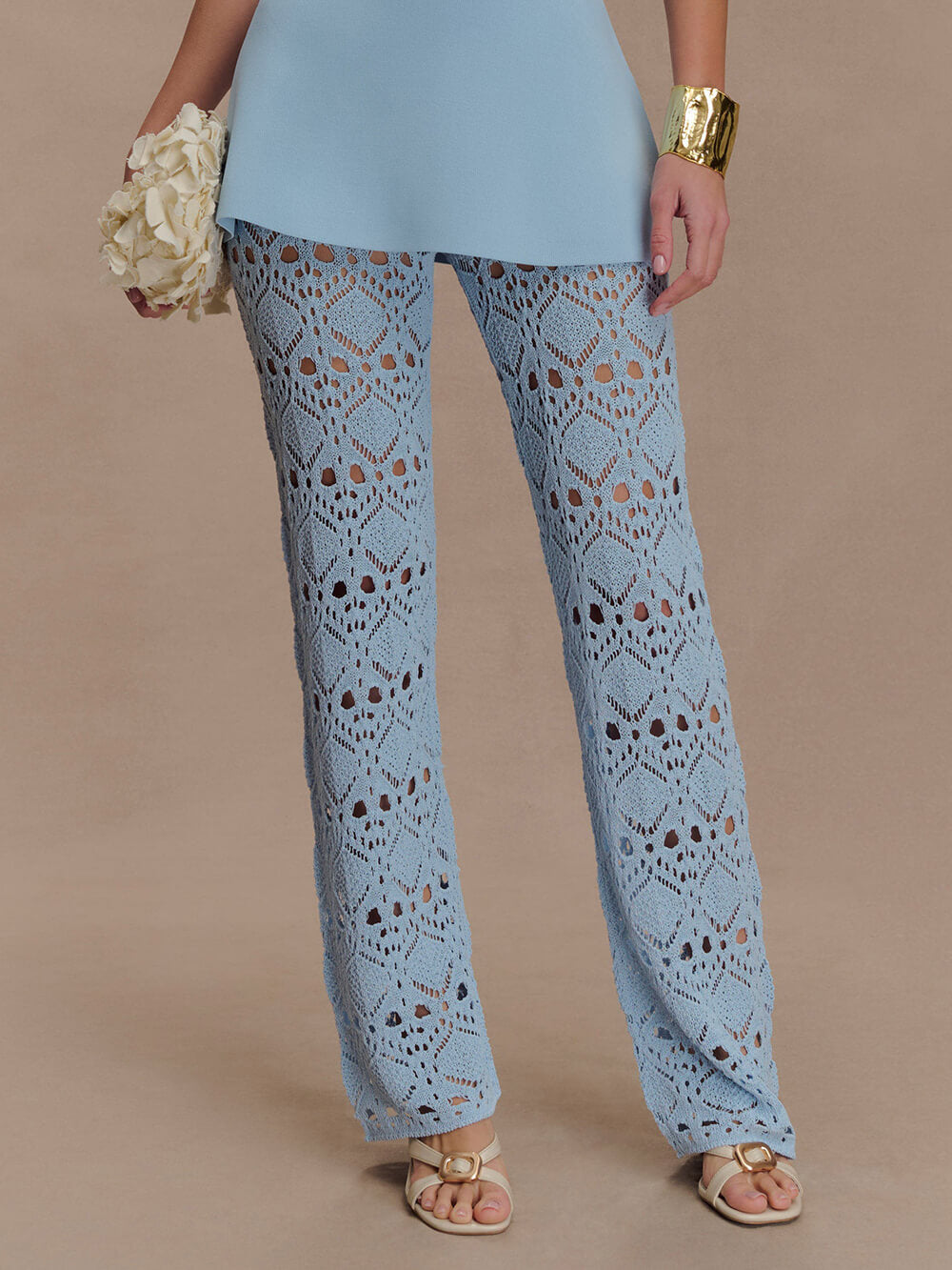 Pantalon élégant en tricot au crochet