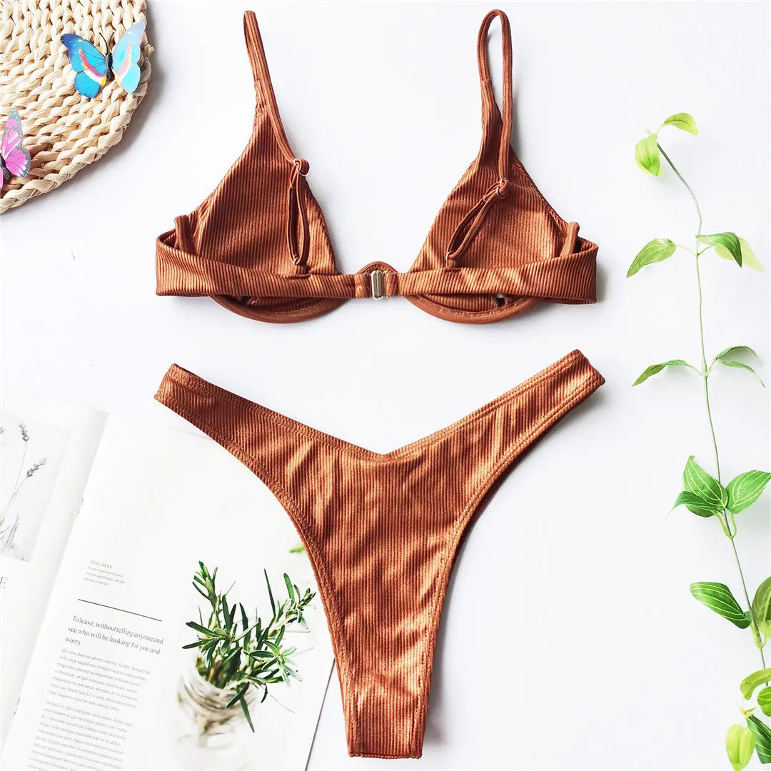 Underwired V-Bar Bikini Set