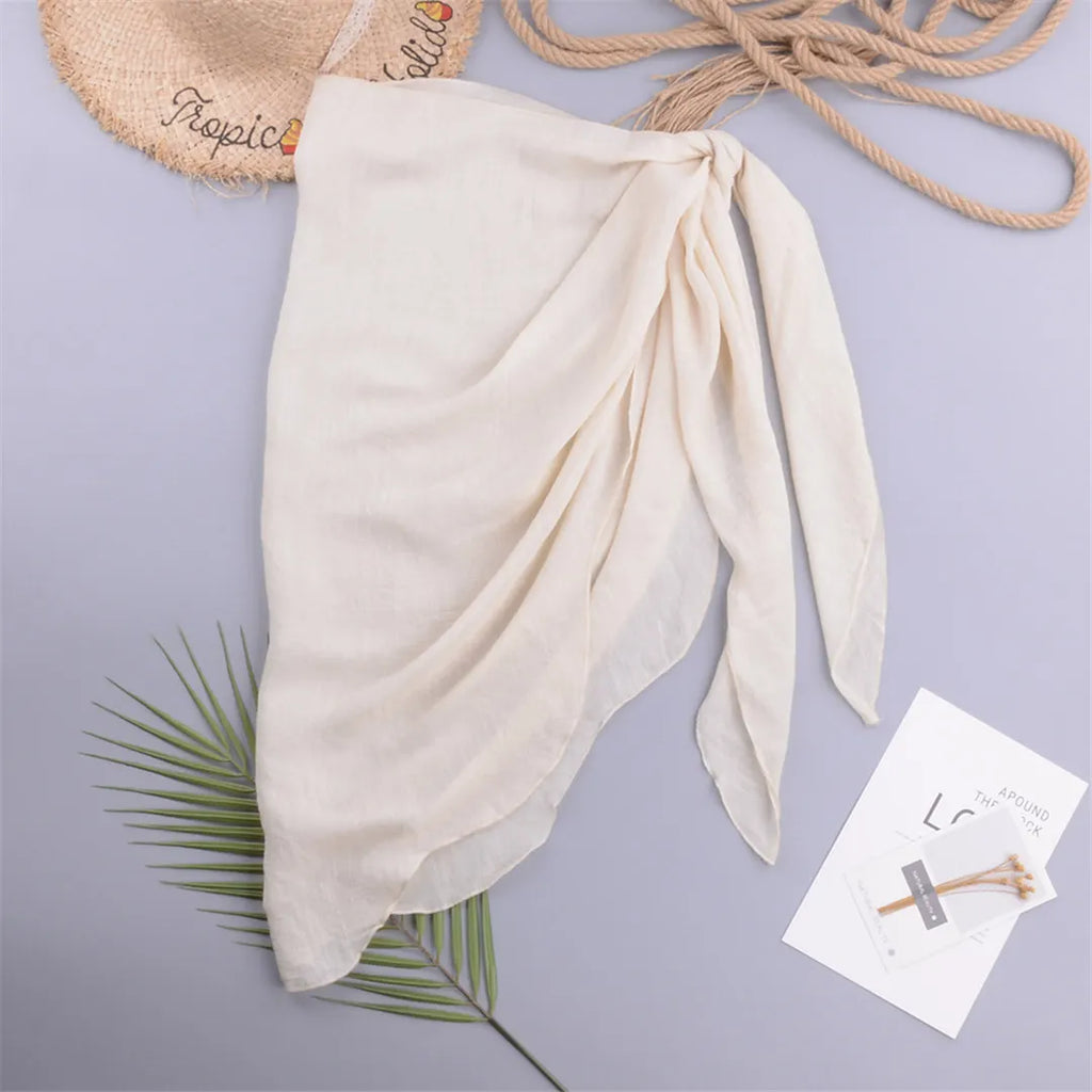 Mesh Sheer Sarong Beach Cover Beige One Size