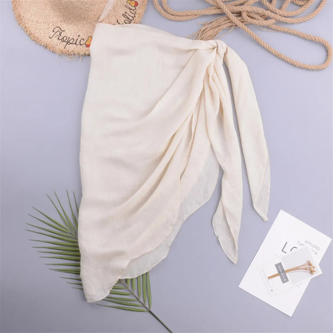 Mesh Sheer Sarong Beach Cover Beige One Size
