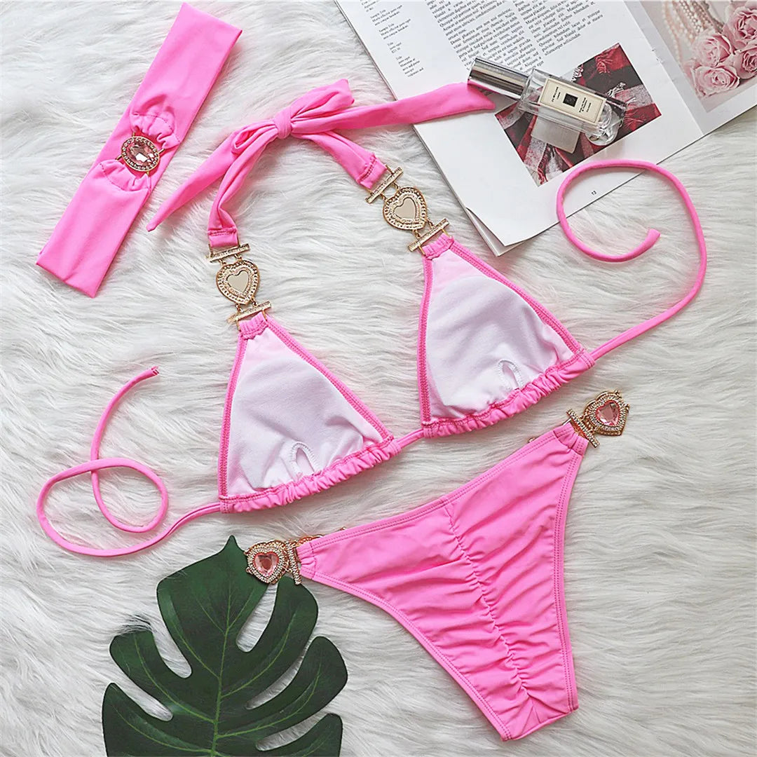 Diamond Rhinestone Bikini Set