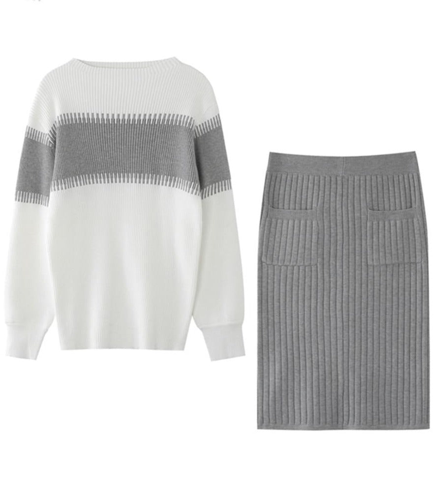 LARRA SWEATER & SKIRT SET Gray One Size