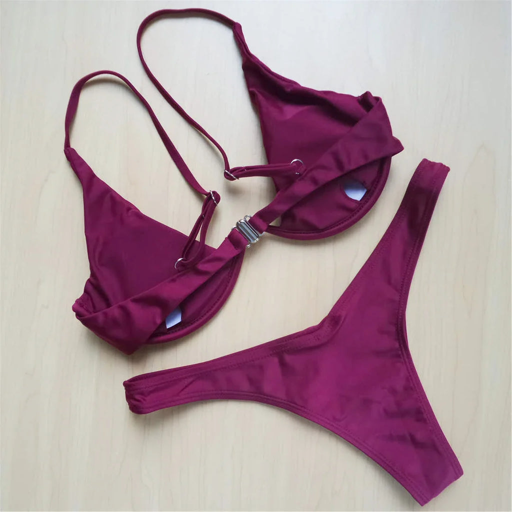 Underwired V-Bar Bikini Set