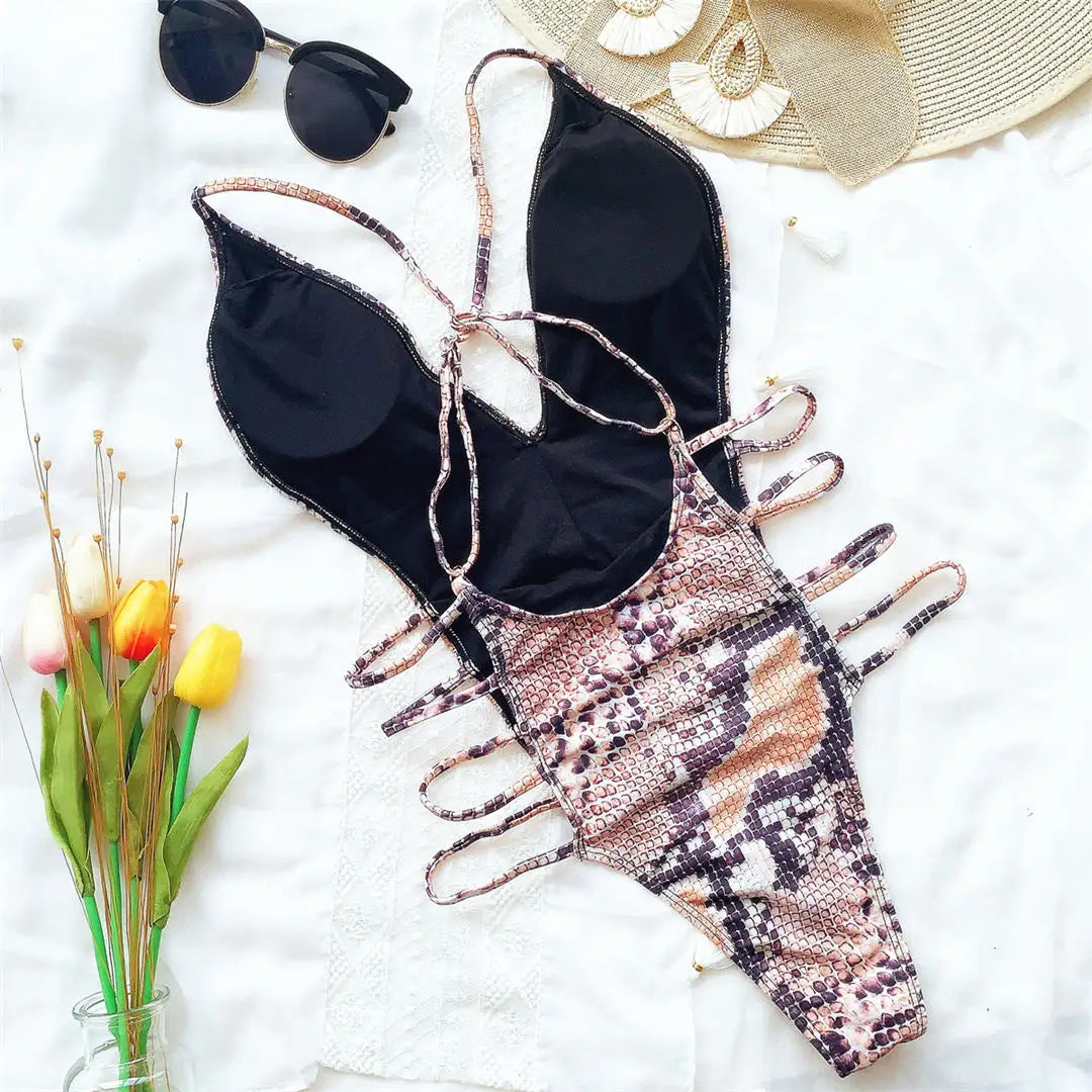 Snake Skin High Cut Monokini