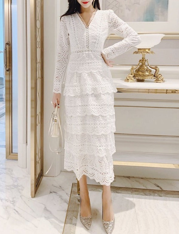SAMANTA EMBROIDERED DRESS White