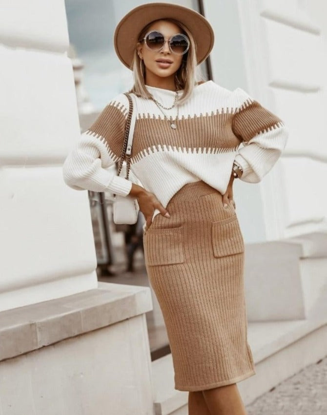 LARRA SWEATER & SKIRT SET Coffee One Size