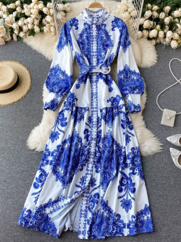 ANNA BOHEMIAN DRESS blue