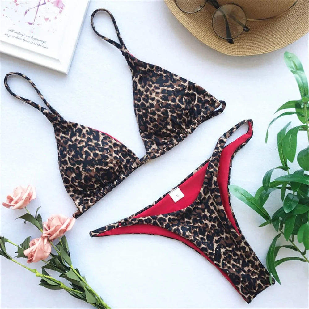 Leopard Print Brazilian Bikini Set