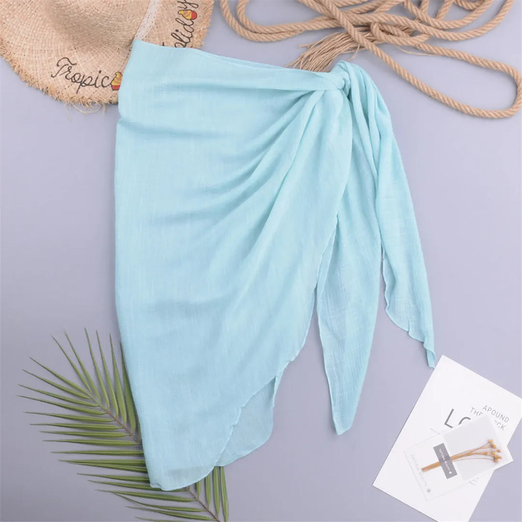 Mesh Sheer Sarong Beach Cover Sky Blue One Size