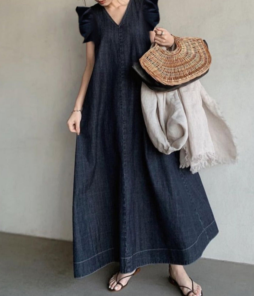 LINNET DRESS Navy Blue Sleeve One Size