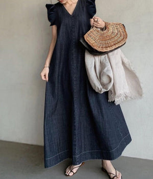 LINNET DRESS Navy Blue Sleeve One Size