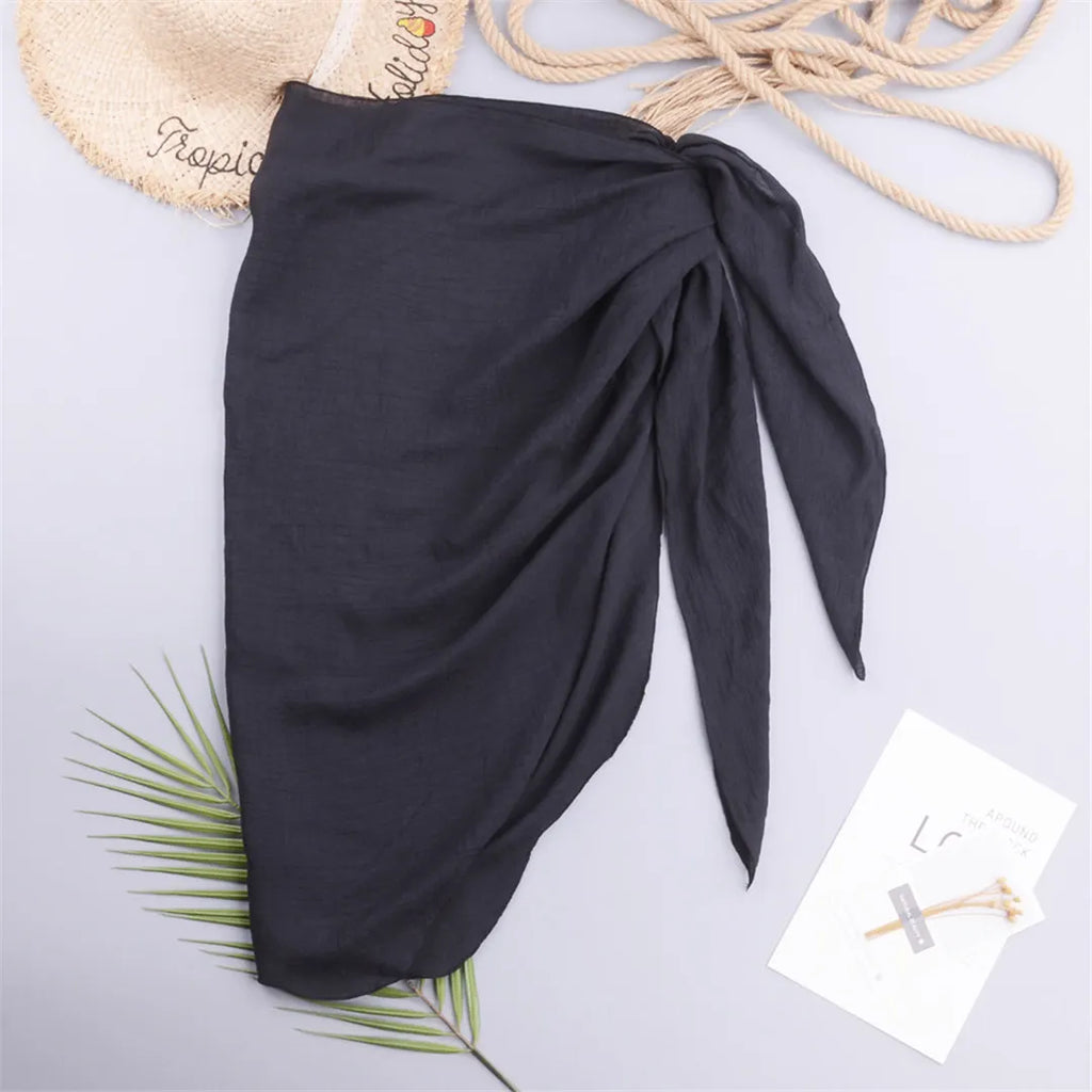 Mesh Sheer Sarong Beach Cover Black One Size