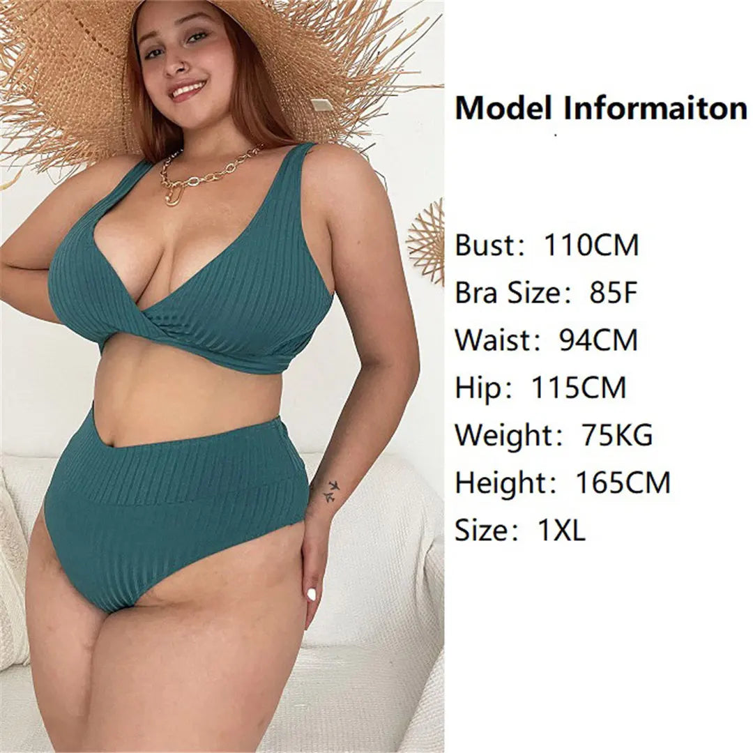 Ribbed Large Size Bikini Set