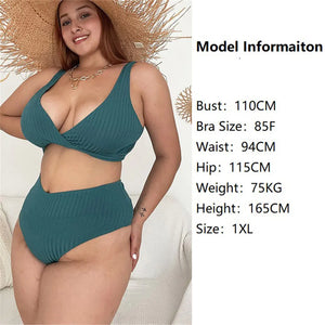 Ribbed Large Size Bikini Set