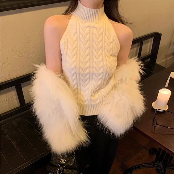 The Renée Cable Knit Sleeveless Turtleneck