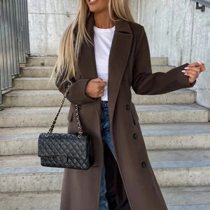 The Verona Double-Breasted Coat Chocolate Brown