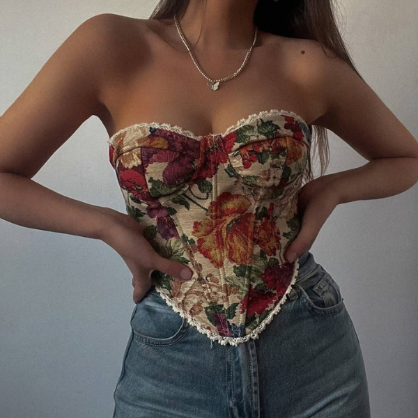 The Fiore Vintage Floral Corset Top