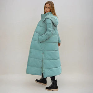 The Oslo Longline Quilted Puffer Coat Blue