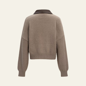 The Sienna Contrast Collar Zip Cardigan