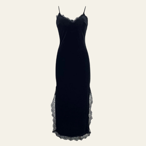 The Valesa Lace Trim Nightdress Black
