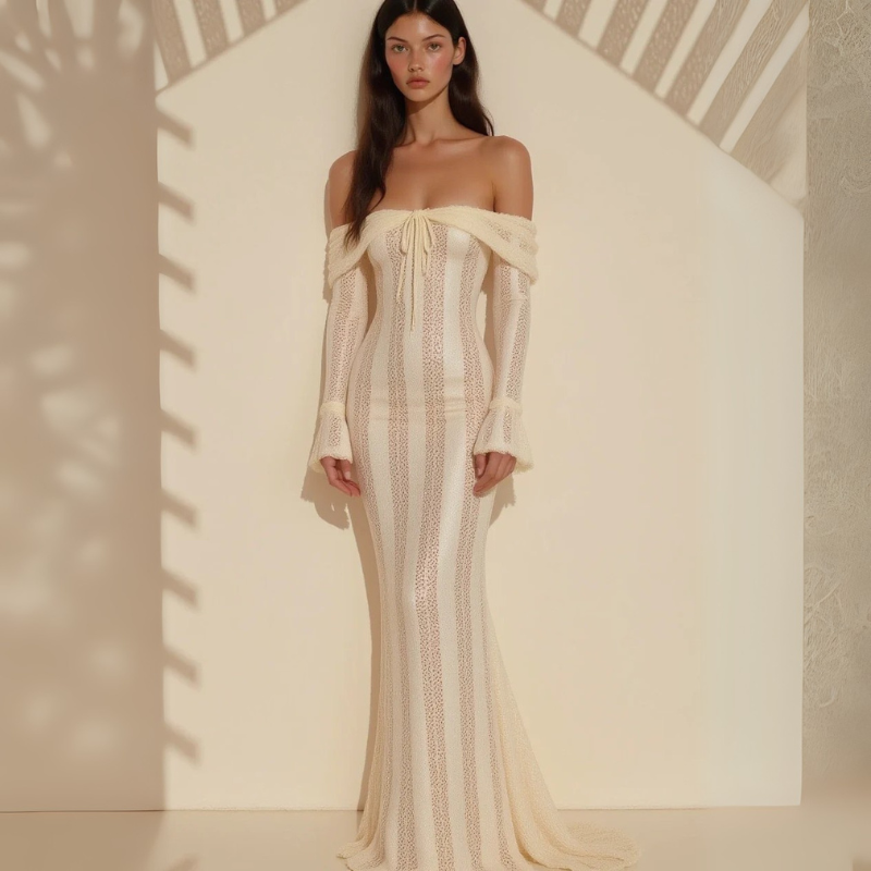 The Katherina Off-Shoulder Knit Maxi Dress