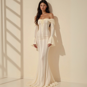 The Katherina Off-Shoulder Knit Maxi Dress