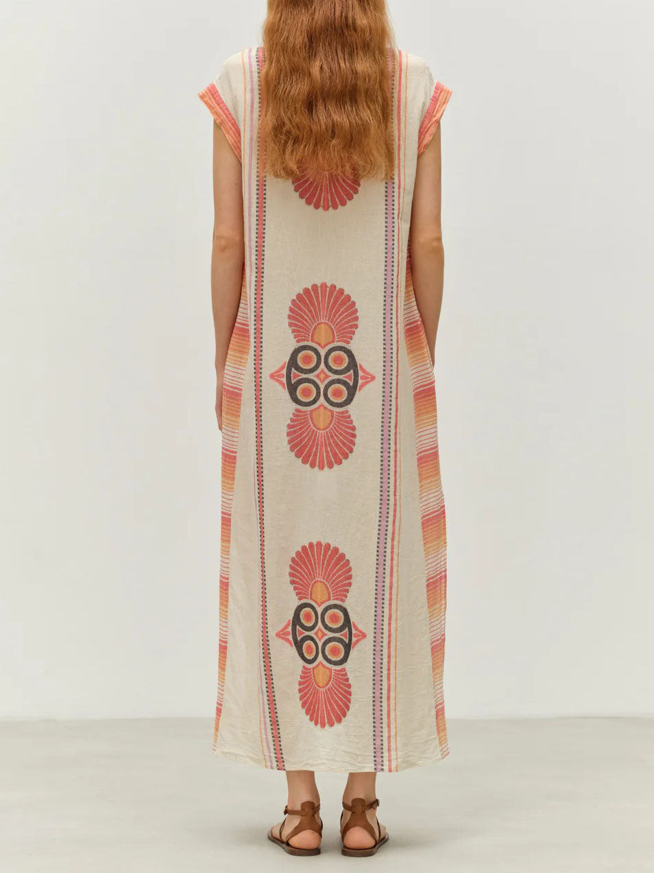 Robe longue fendue à imprimé floral de style ethnique rétro décontracté