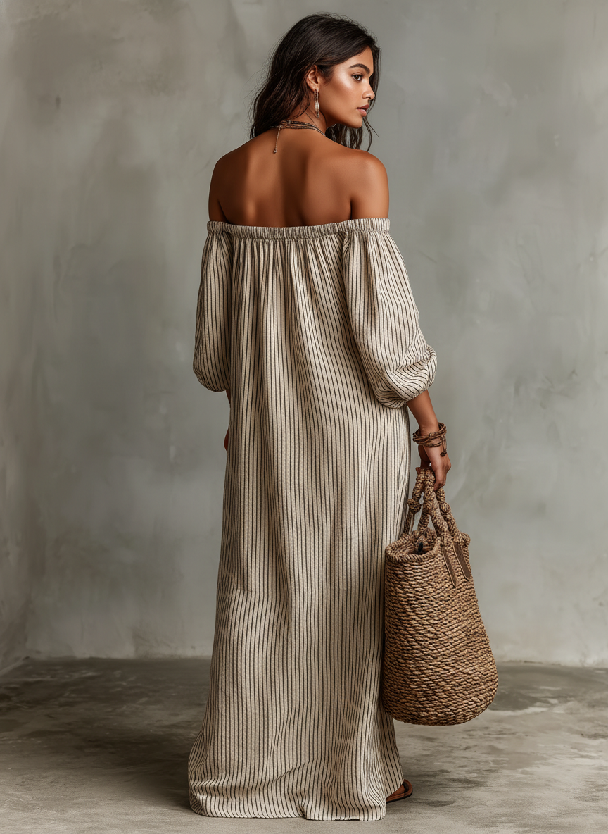 Charlotte | Off-Shoulder Linen Maxi Dress