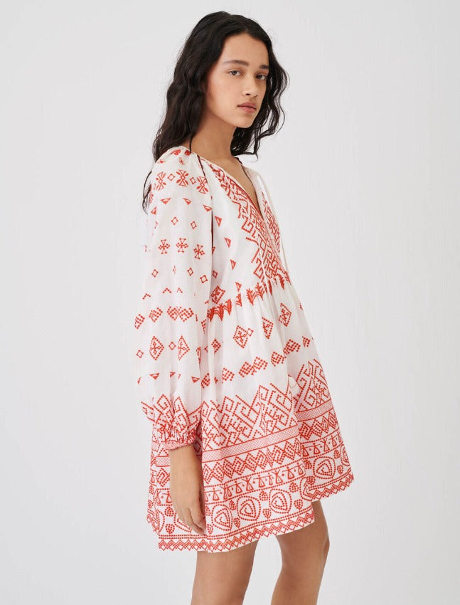 DARLA EMBROIDERY DRESS White