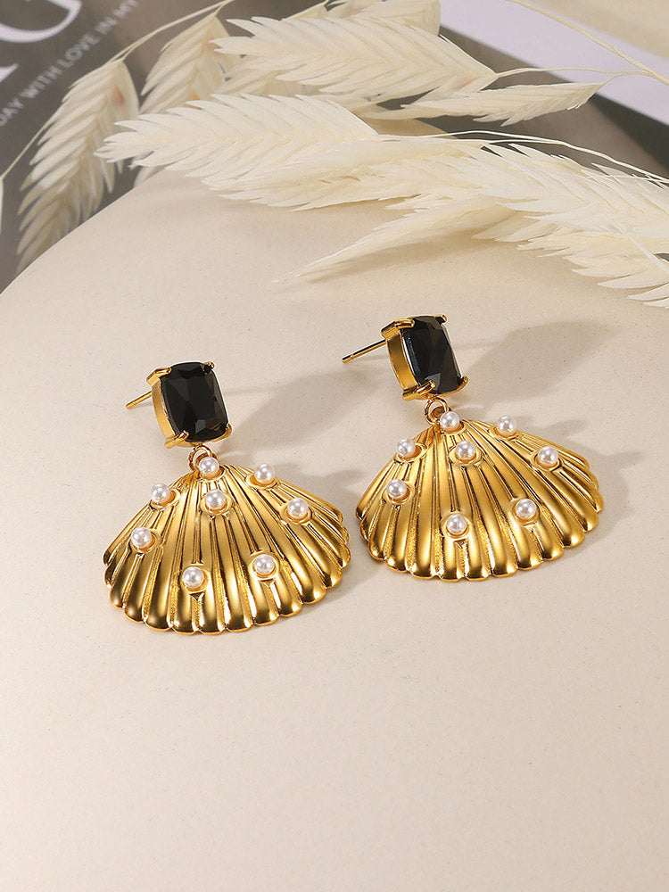Boucles d'oreilles exquises en coquillage de perles
