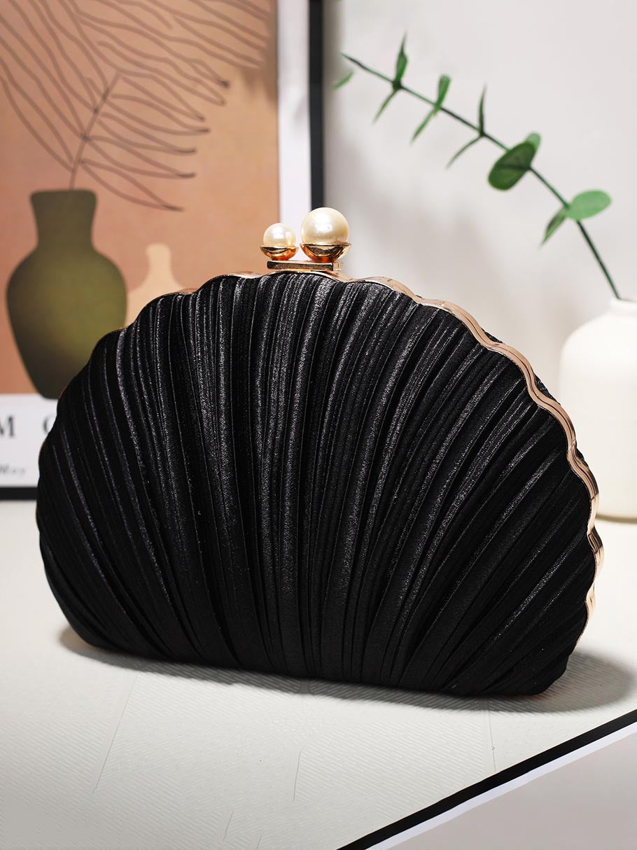 Sac de soirée coquillage, pochette plissée