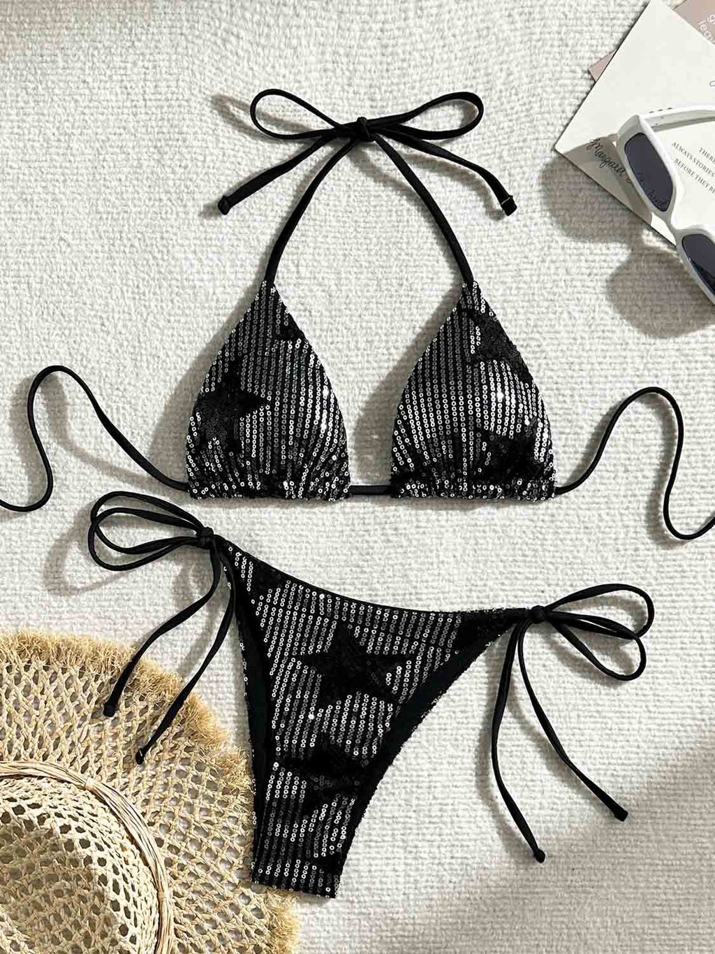Sexy Bikini-Badeanzug-Set mit Stern-Pailletten