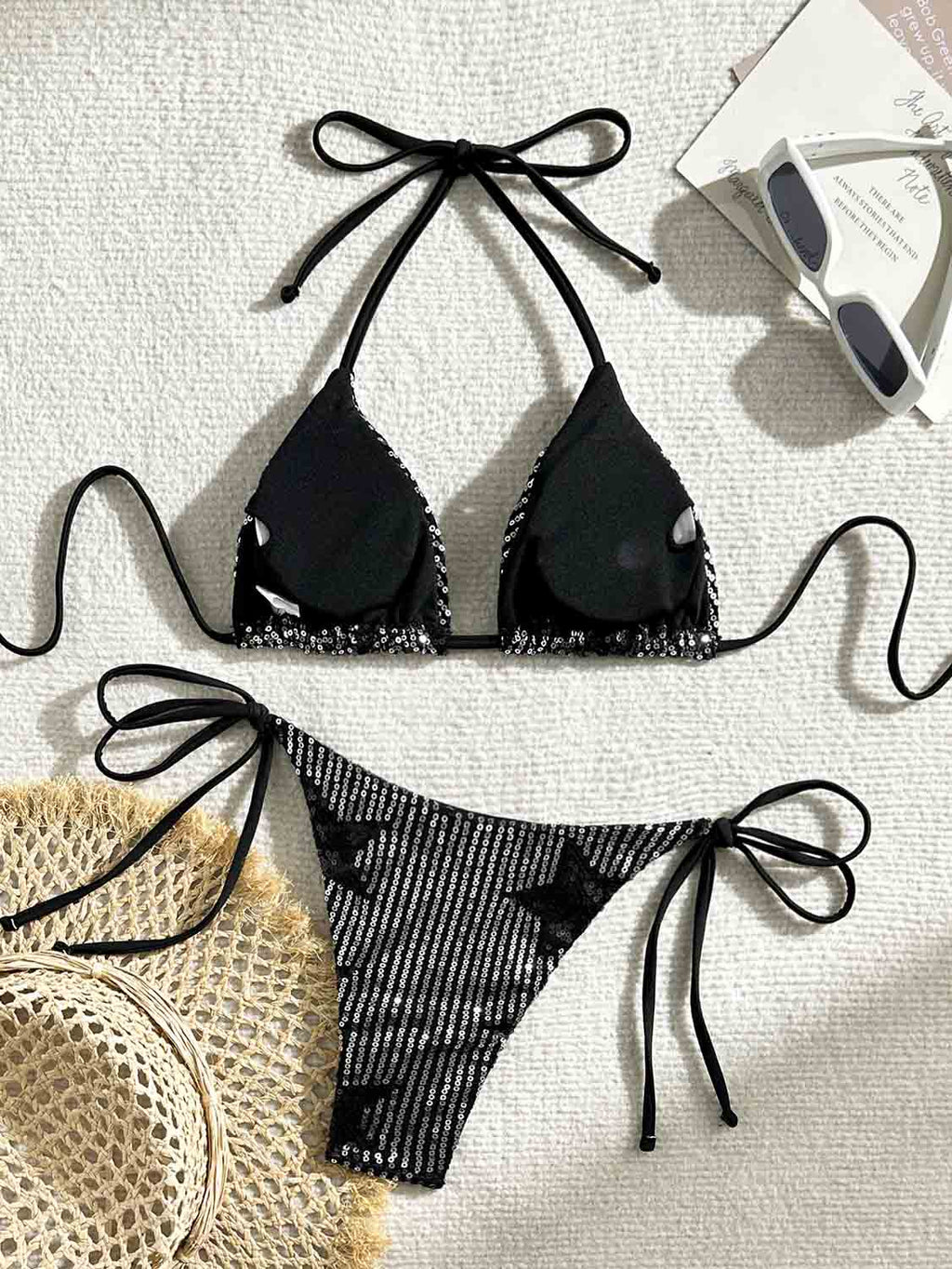 Sexy Bikini-Badeanzug-Set mit Stern-Pailletten