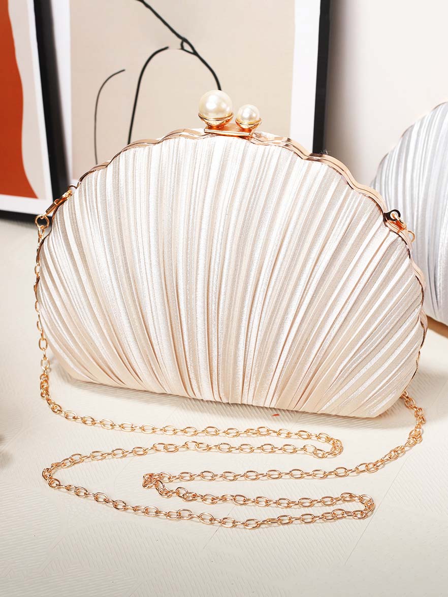 Sac de soirée coquillage, pochette plissée