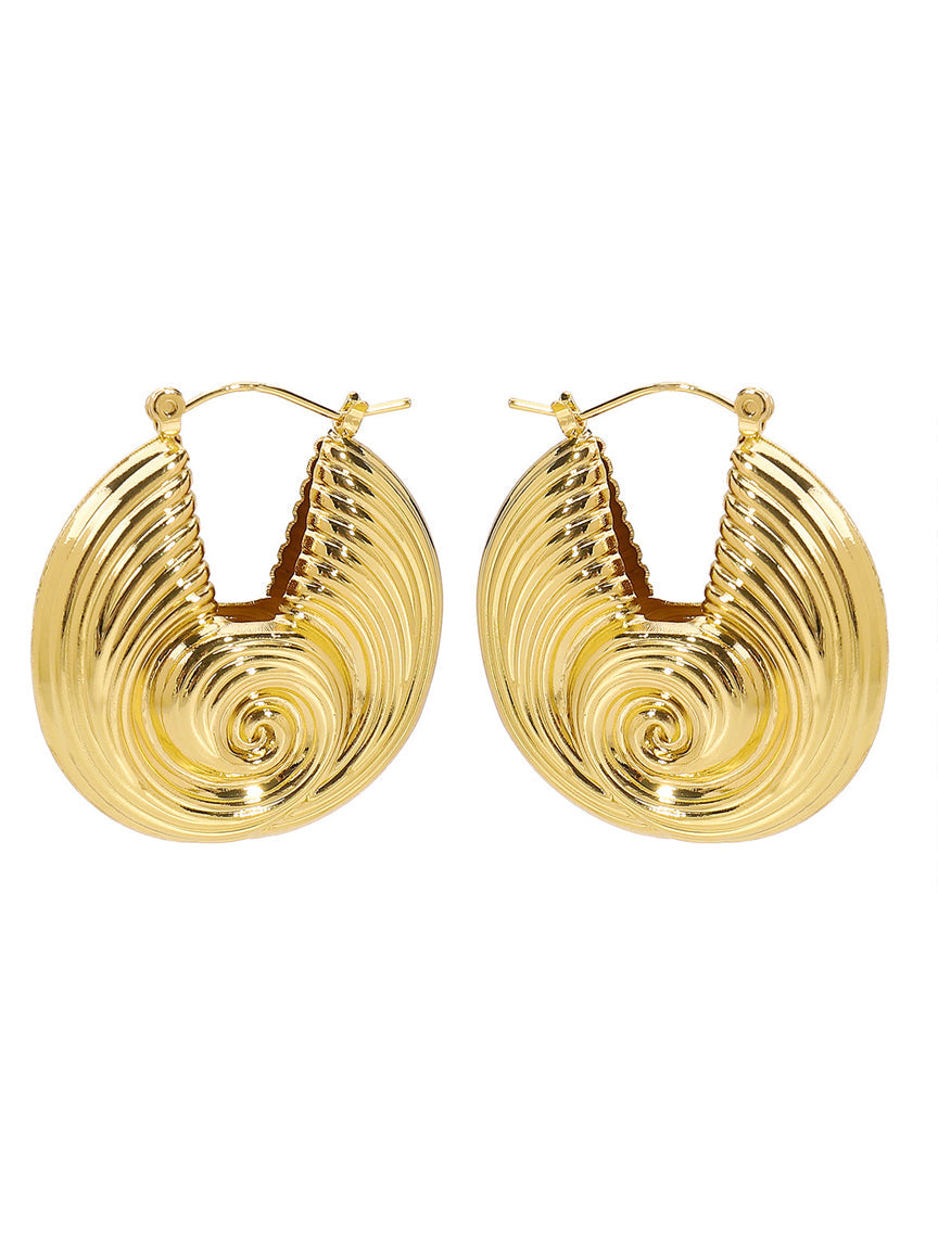 Boucles d'oreilles en métal en forme d'éventail au design rétro exagéré