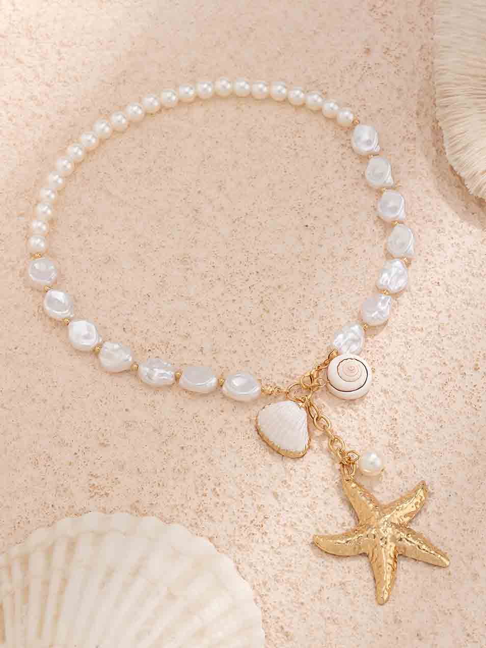 Seestern Muschel Perle Strand Halskette