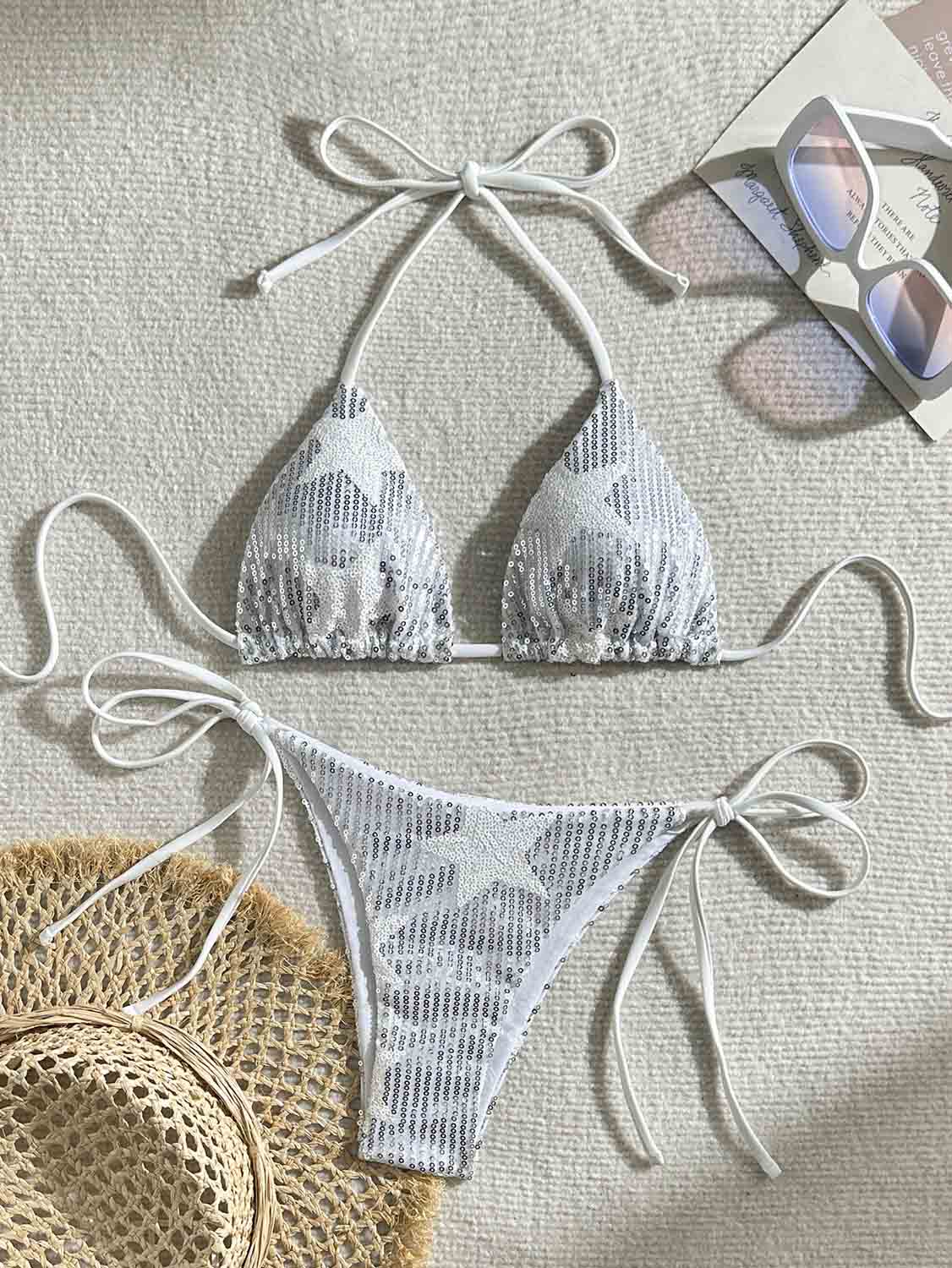 Sexy Bikini-Badeanzug-Set mit Stern-Pailletten