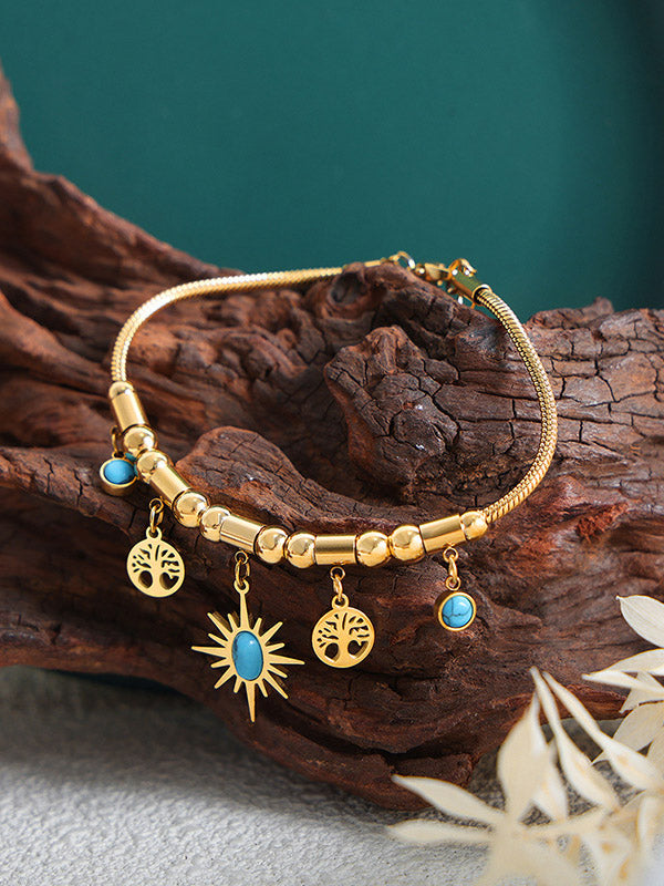 Ensemble collier et bracelet turquoise soleil à la personnalité polyvalente