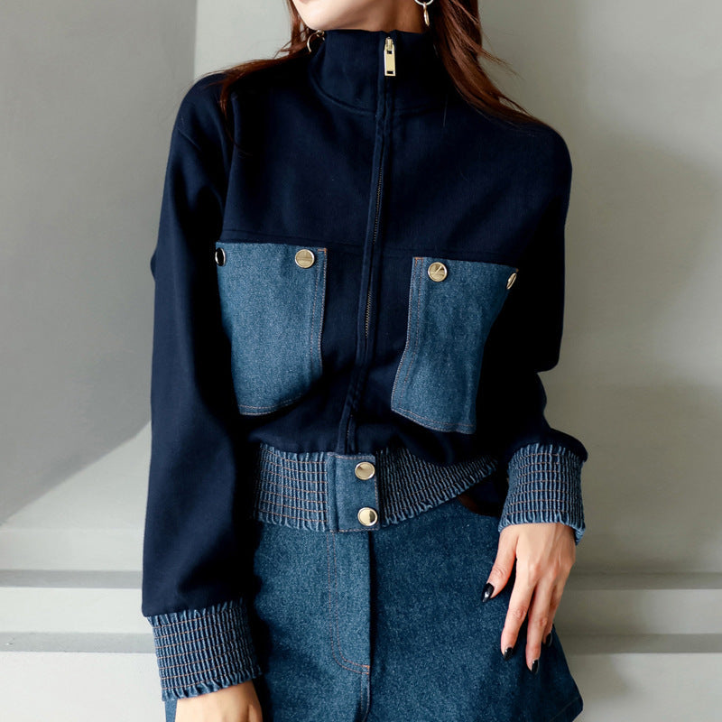 The Marseille Contrast-Denim Zip Jacket