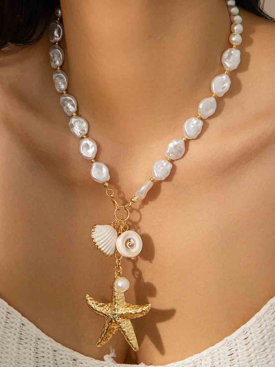Seestern Muschel Perle Strand Halskette