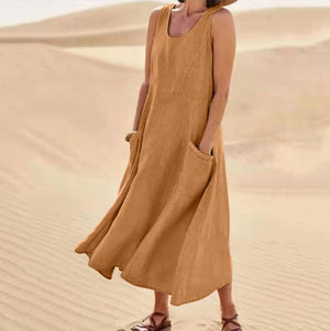 The Sahara Pocketed Midi Dress Brown